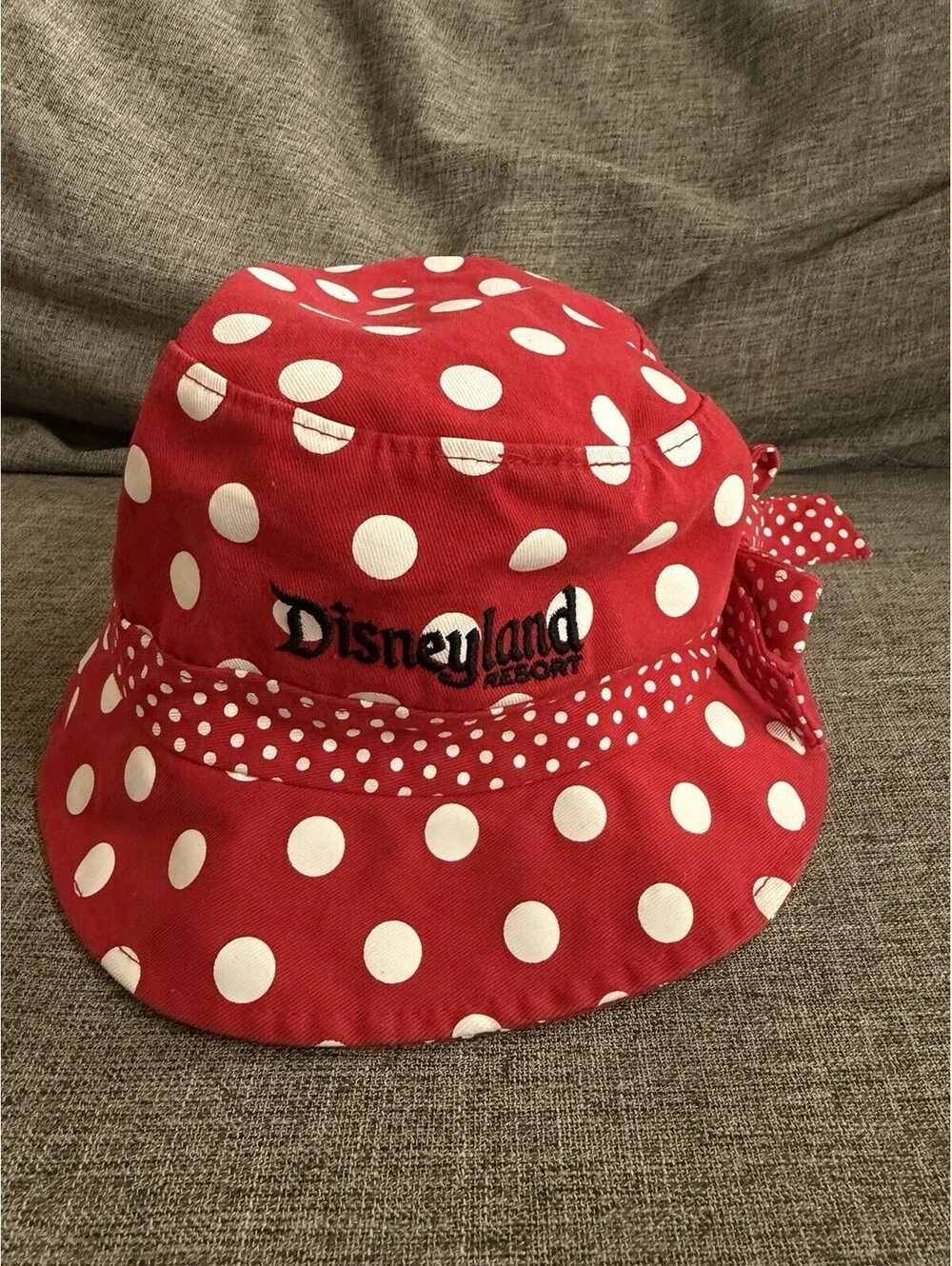 Disneyland Resort Minnie Mouse Bucket Hat Red Polka Dot Bow Youth Cotton